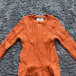 Zara Orange Ribbed Knit Sweater